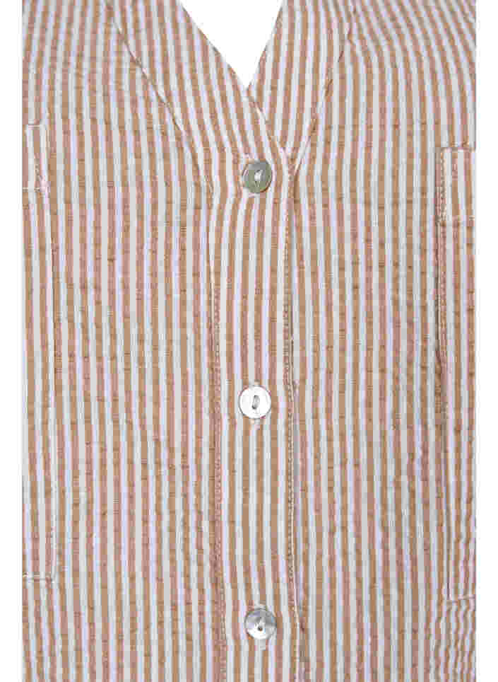 Stribet bomuldsskjorte med 3/4 ærmer, Natural Stripe, Packshot image number 2