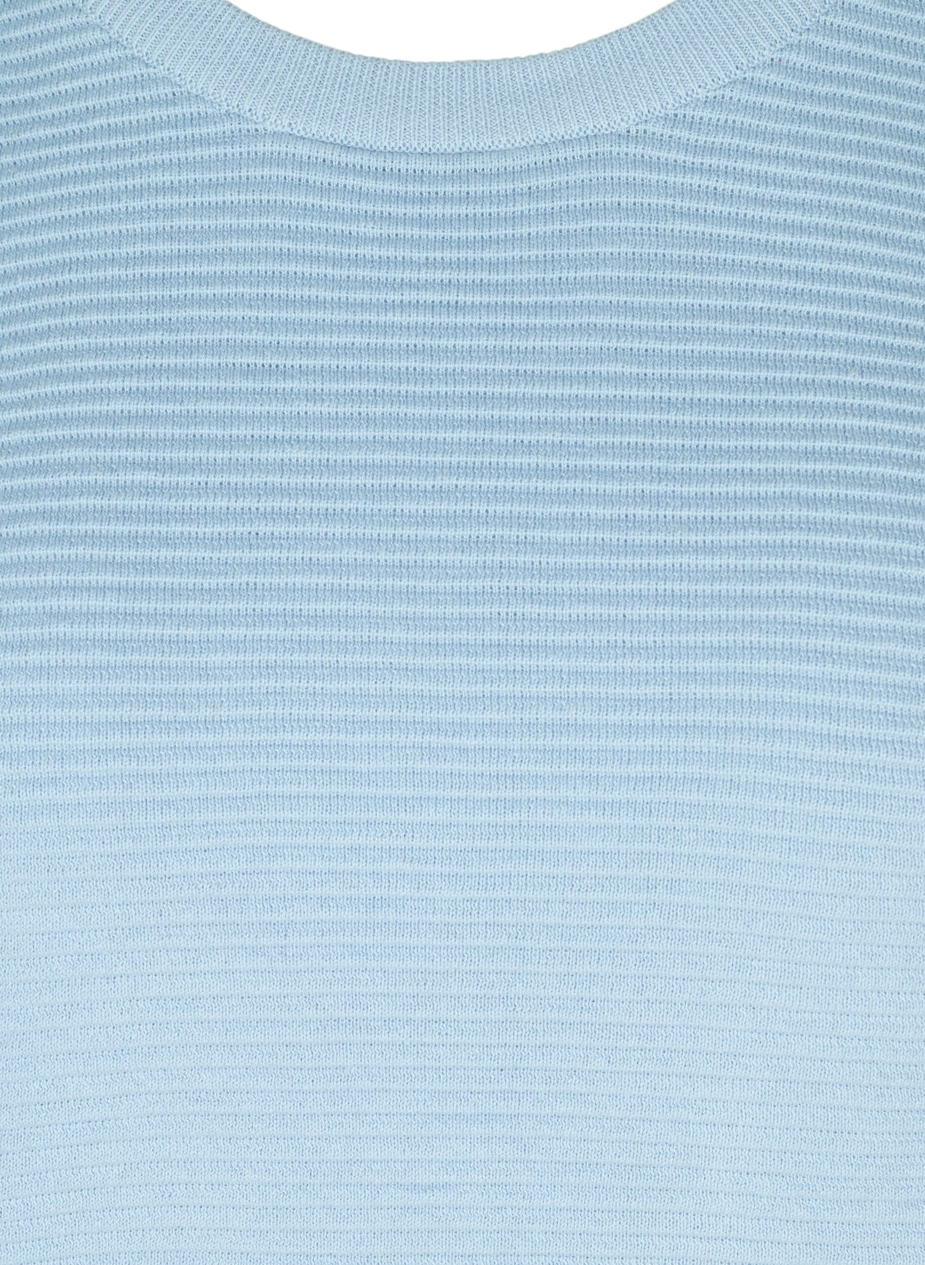 Zizzi Lang&aelig;rmet strikbluse i &oslash;kologisk bomuld, Chambray Blue, Packshot image number 2