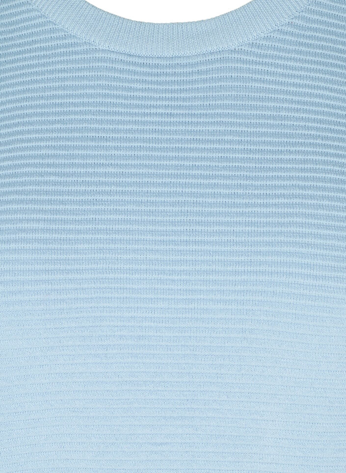 Langærmet strikbluse i økologisk bomuld, Chambray Blue, Packshot image number 2