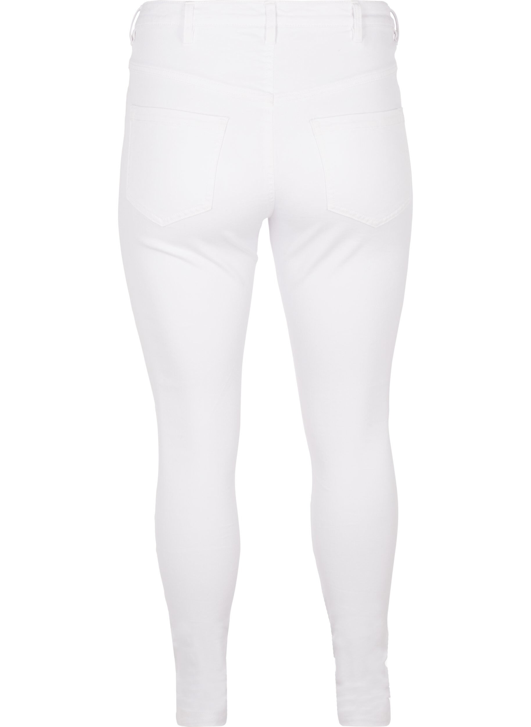 Zizzi Super slim Amy jeans med h&oslash;j talje, White, Packshot image number 1