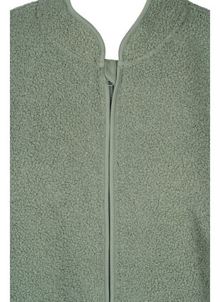 Kort teddy jakke med lommer, Agave Green, Packshot image number 2