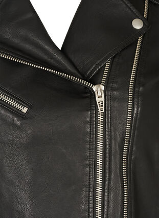 Imiteret læderjakke med lynlås detaljer, Black, Packshot image number 2