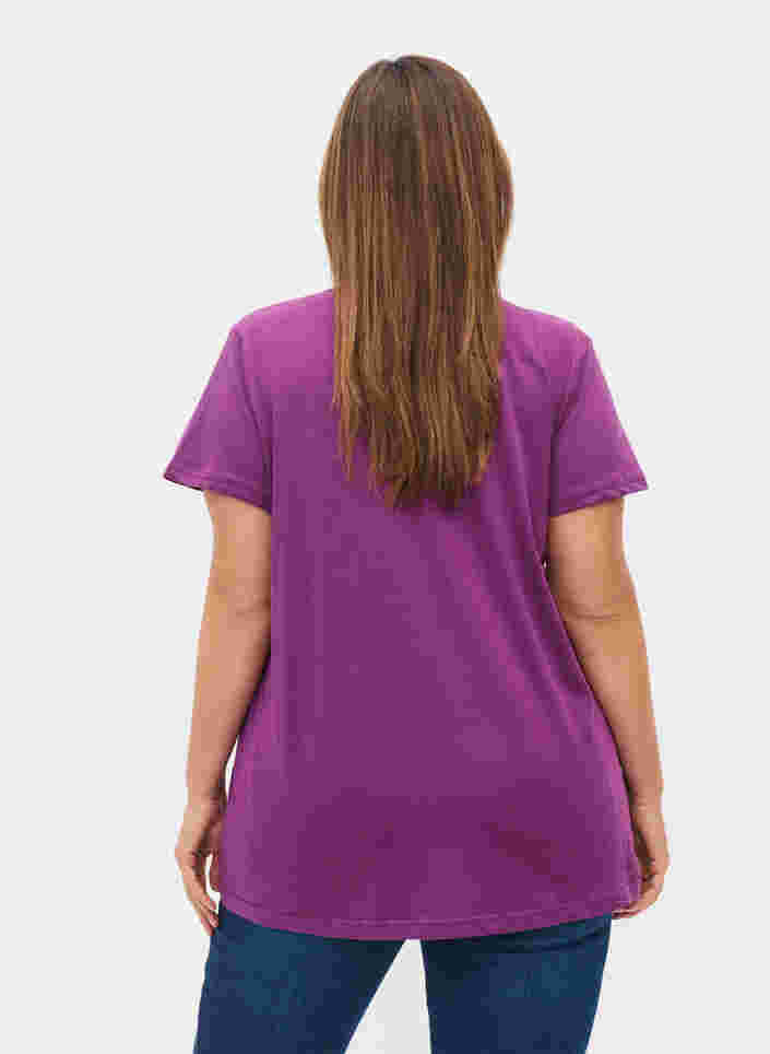 Kortærmet t-shirt med v-hals og mesh, Gloxinia, Model image number 1