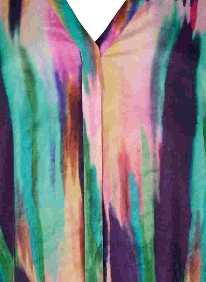 Printet viskose skjorte med 3/4 ærmer, Purple AOP, Packshot image number 2