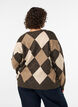 Cardigan med argylem&oslash;nster og rhinsten, Brun, Model image number 2
