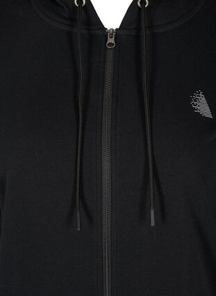 Sweat cardigan med lynlås og hætte, Black, Packshot image number 2