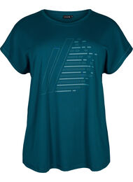 Kort&aelig;rmet tr&aelig;nings t-shirt med print, Deep Teal/Pacific