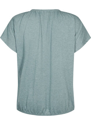 Meleret bluse med korte ærmer, Chinois Green Mel., Packshot image number 1
