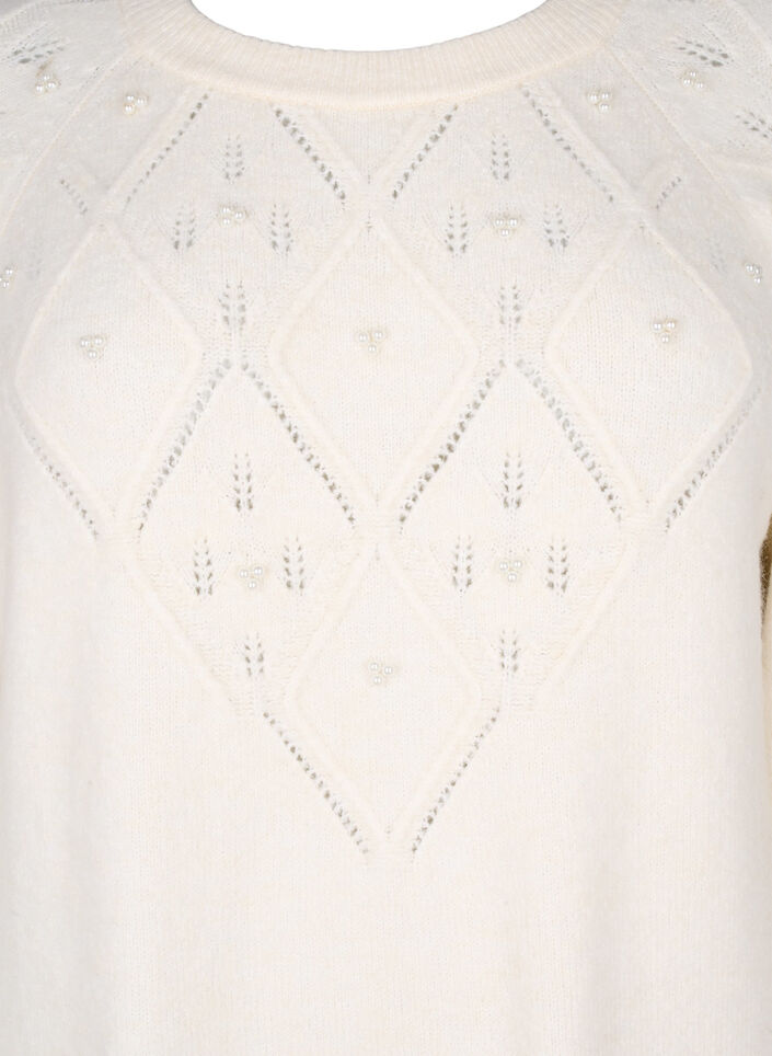 Strikkjole med mønster og perler, Birch Mel., Packshot image number 2