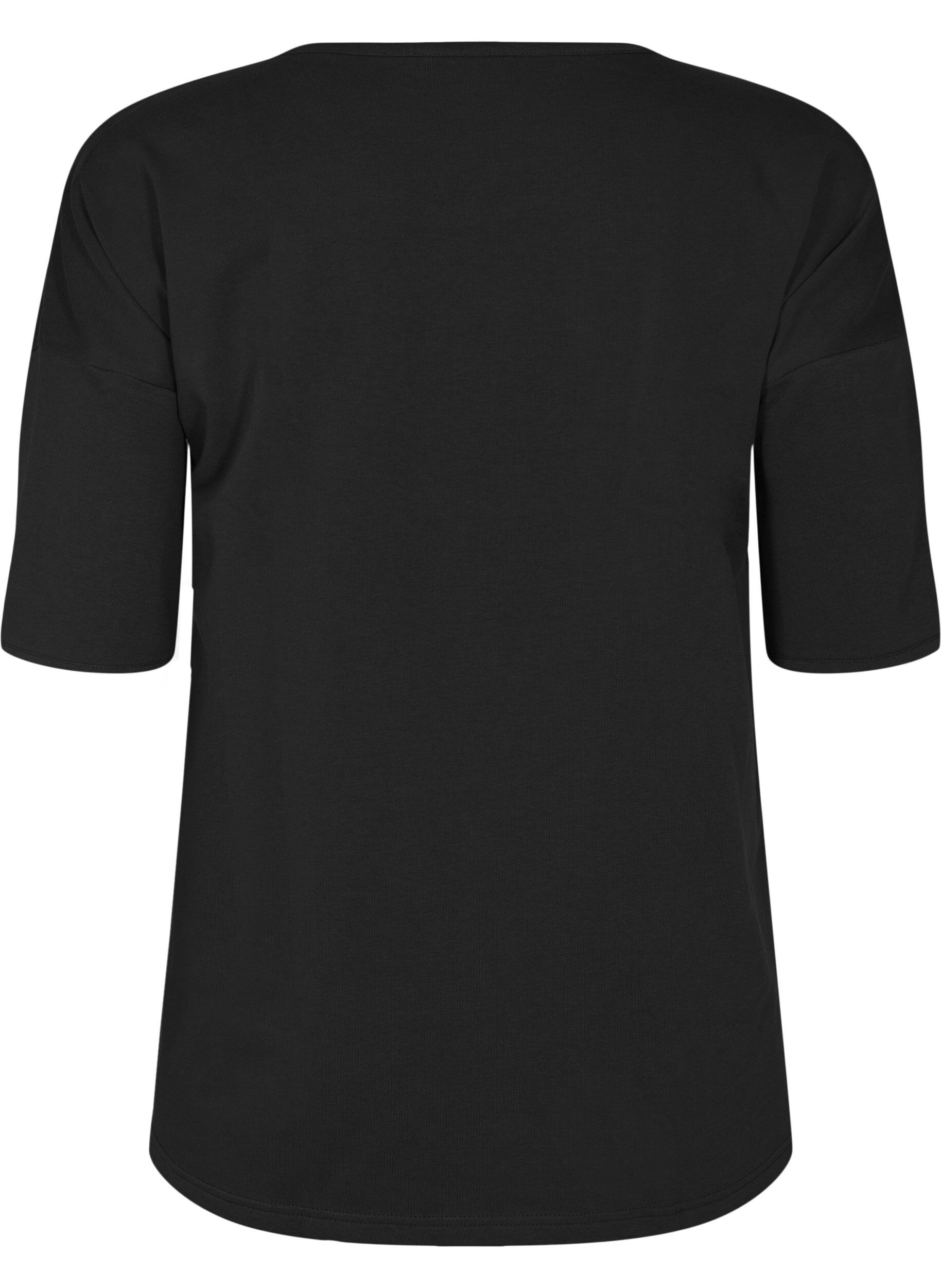Zizzi Bluse med 1/2 &aelig;rmer, Black, Packshot image number 1