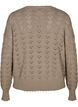Langærmet strikbluse med hulmønster, Desert Taupe, Packshot image number 1