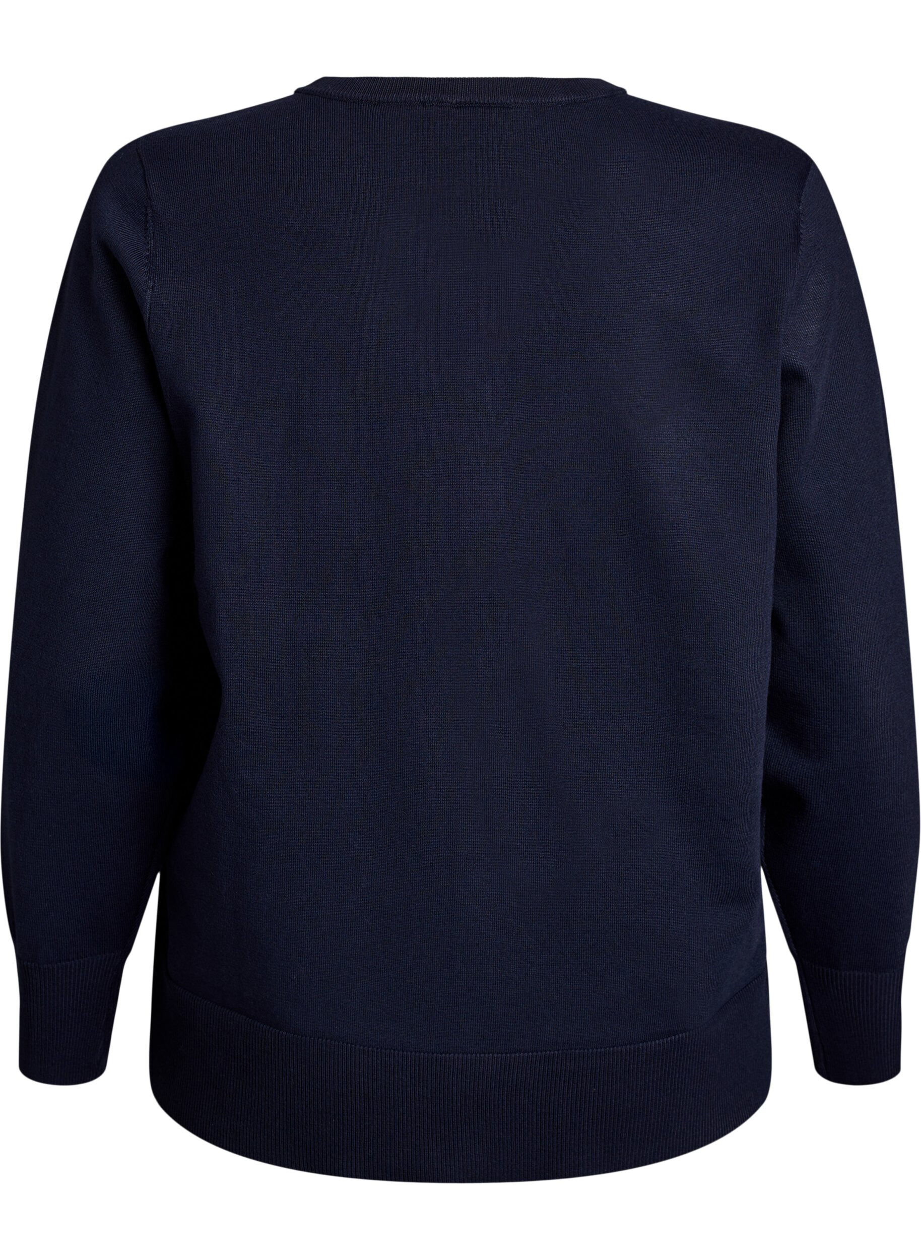 Zizzi FLASH - Finstrikket cardigan med rund hals, Bl&aring;, Packshot image number 1