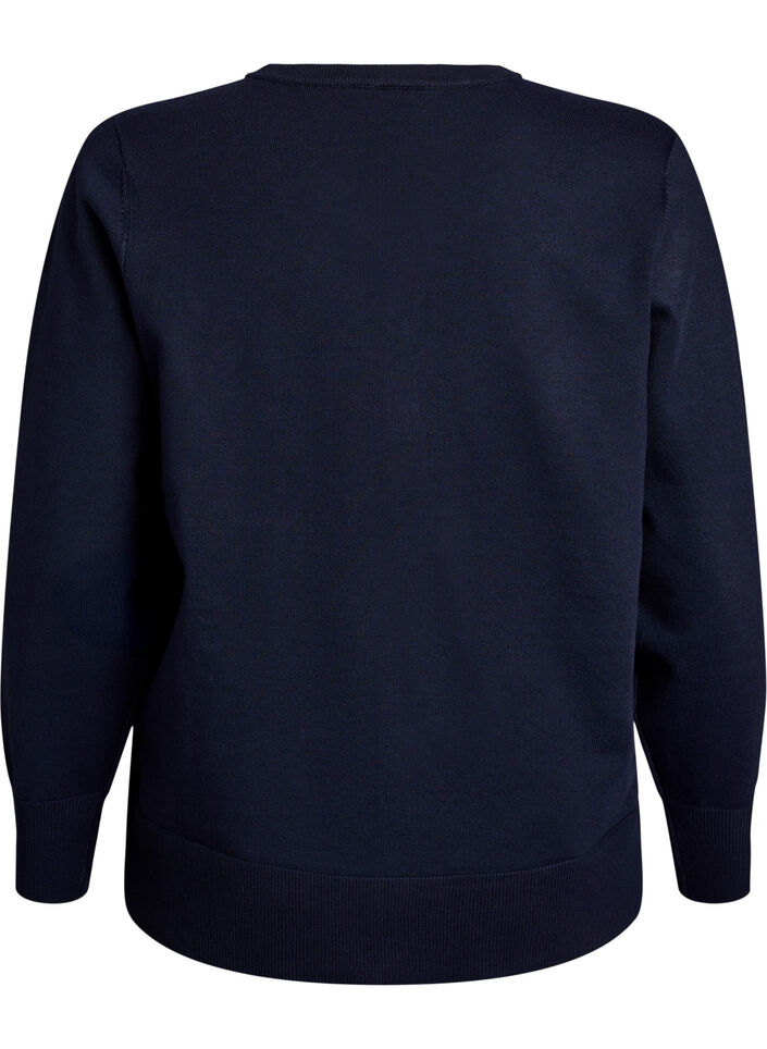 FLASH - Finstrikket cardigan med rund hals, Blå, Packshot image number 1