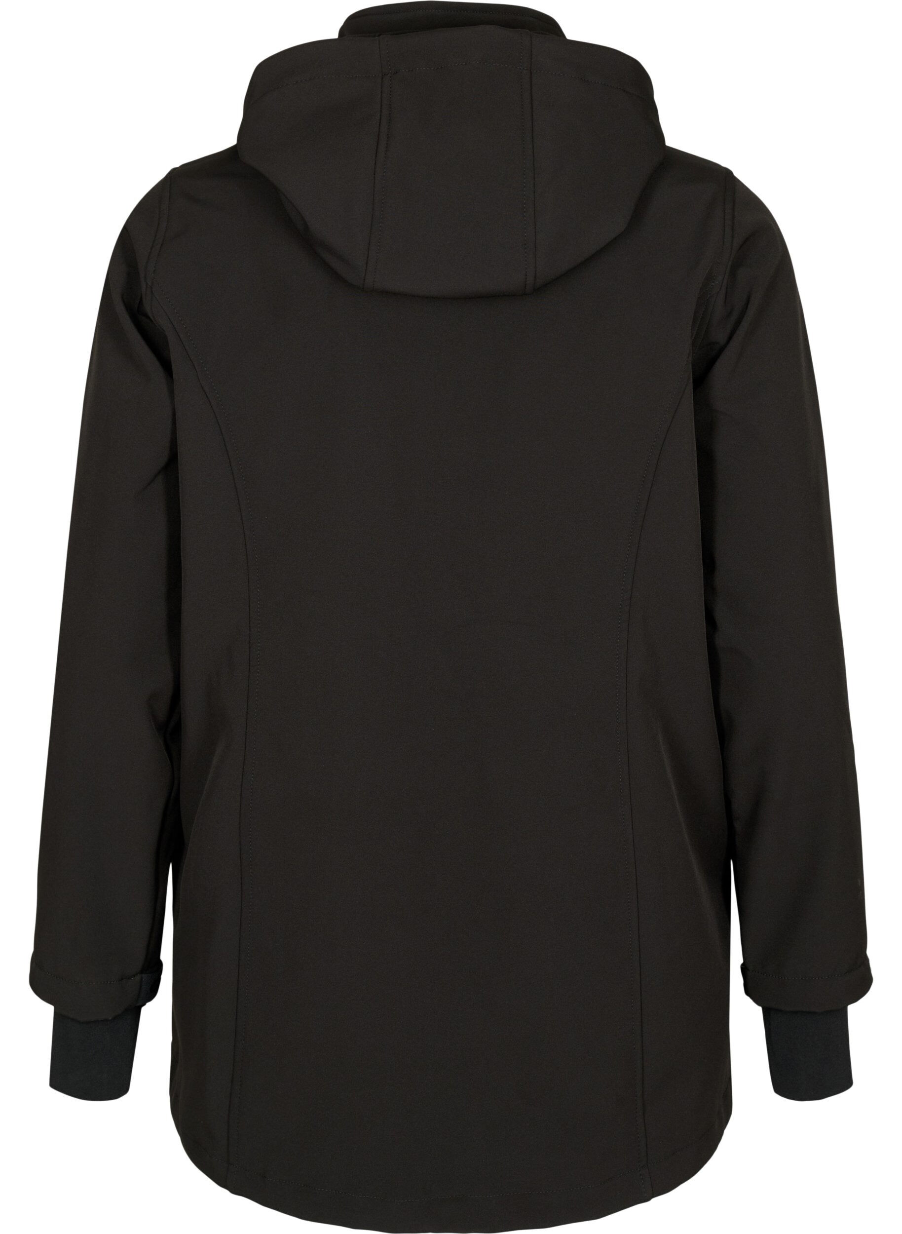 ZizziKort softshell jakke med aftagelig h&aelig;tte, Sort, Packshot image number 1