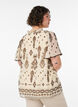 Bluse med m&oslash;nster og crochetb&aring;nd, Beige, Model image number 2