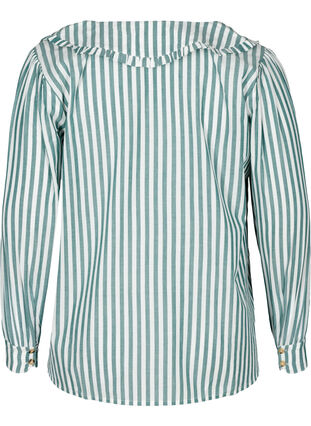 Stribet skjorte i bomuld, Green Stripe , Packshot image number 1