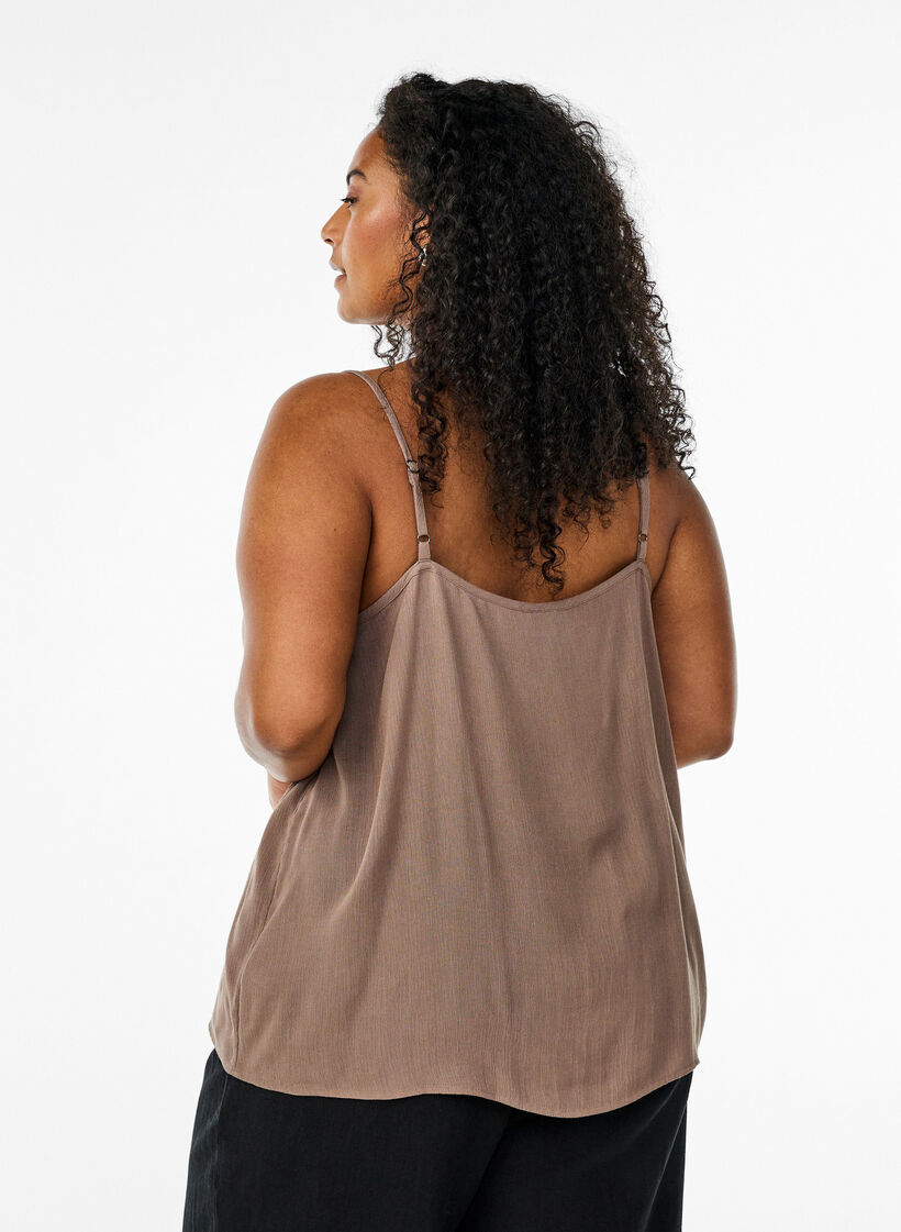 Strop top i viskose, Brun, Model image number 2