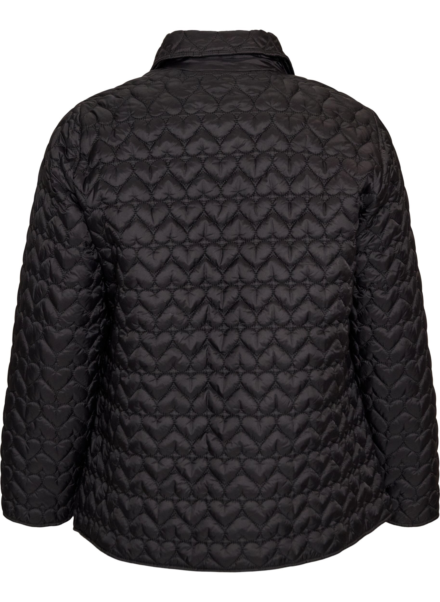 ZizziLet vatteret jakke med dekorativ quiltning, Sort, Packshot image number 1