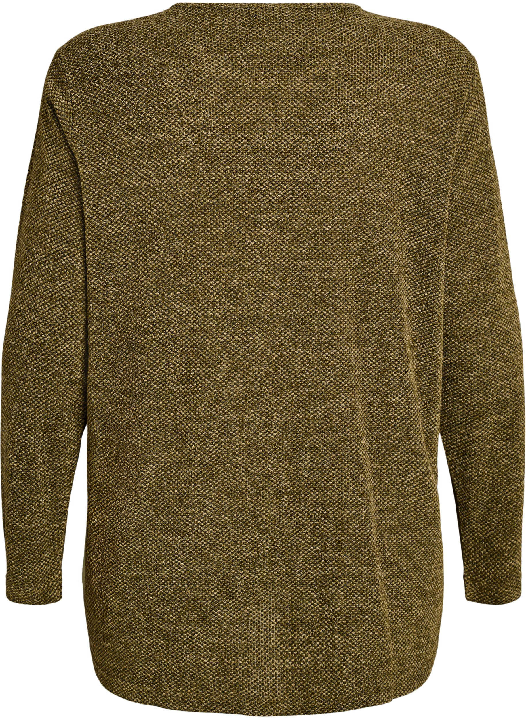 Zizzi Lang&aelig;rmet bluse med struktur, Gr&oslash;n, Packshot image number 1