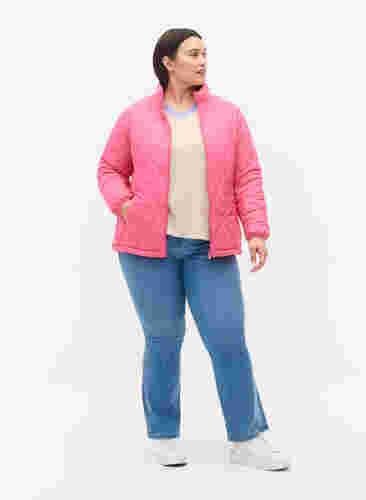 Quiltet jakke med lynlås og lommer , Hot Pink, Model image number 2