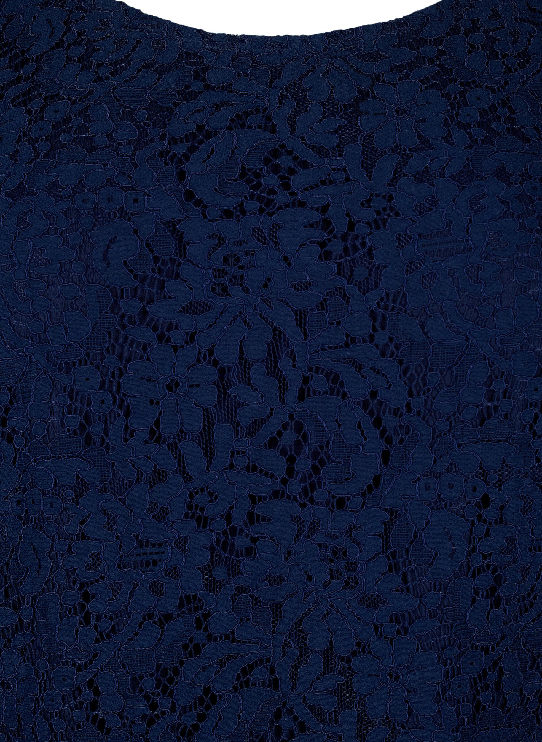 Zizzi Blondebluse med lange &aelig;rmer, Navy Blazer, Packshot image number 2