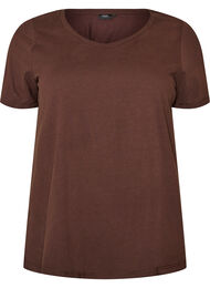 Ensfarvet basis t-shirt i bomuld, Brun