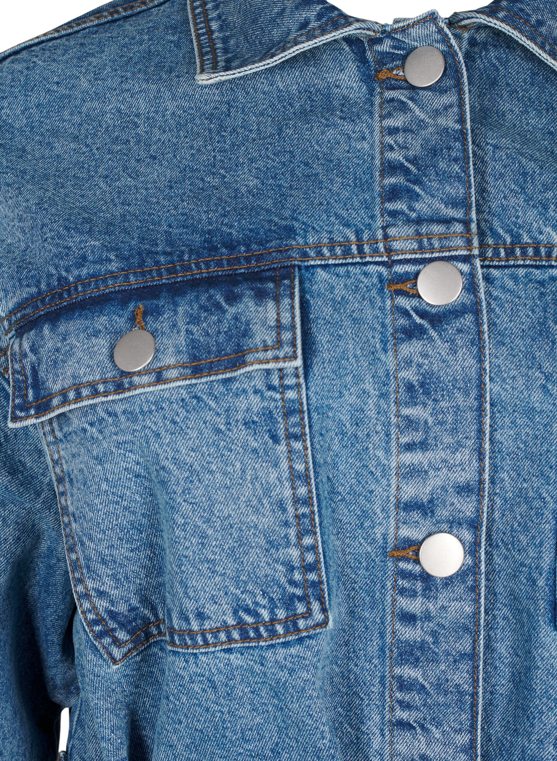Zizzi Denimjakke med bindeb&aelig;lte, Blue Denim, Packshot image number 2