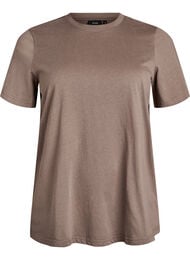 Basis t-shirt i bomuld med rund hals, Brun