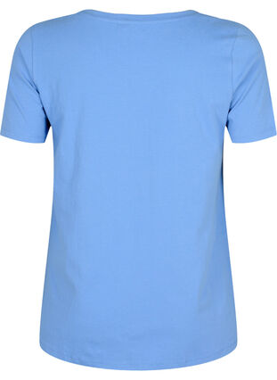Ensfarvet basis t-shirt i bomuld, Blue Bonnet, Packshot image number 1