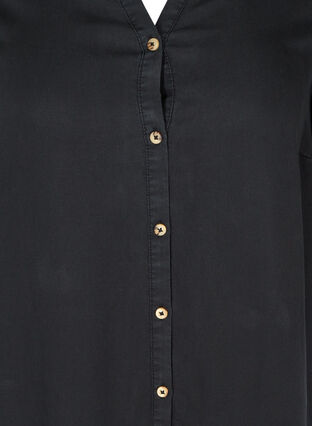 Lyocell kjole med knapper , Black, Packshot image number 2