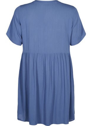A-formet viskose kjole med korte ærmer, Moonlight Blue, Packshot image number 1