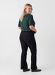 Kort&aelig;rmet v&aelig;vet bluse med rund hals, Gr&oslash;n, Model image number 2