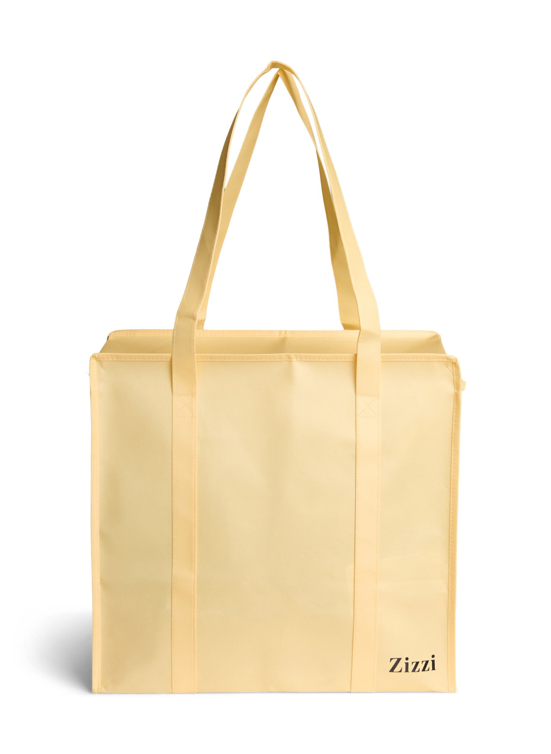 Zizzi Shoppingbag med lynl&aring;s, Gul, Packshot image number 0