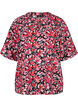 V-hals bluse med blomsterprint, Black Flower AOP, Packshot image number 0
