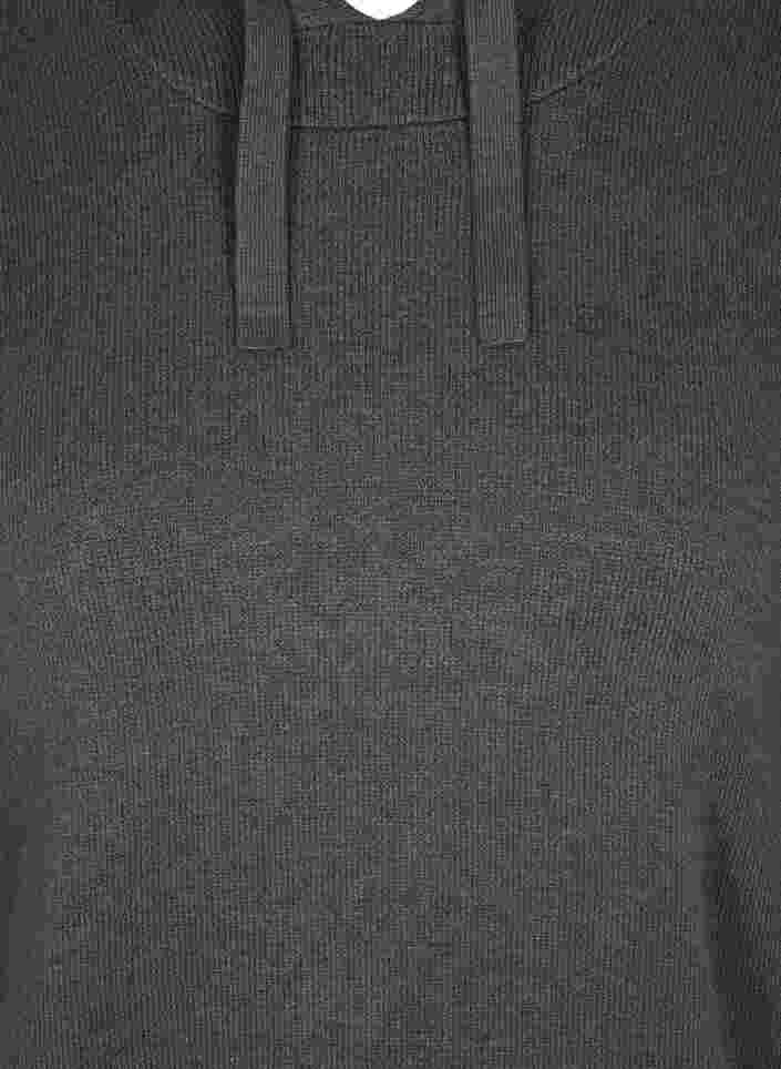 Meleret striktrøje med hætte, Dark Grey Melange, Packshot image number 2