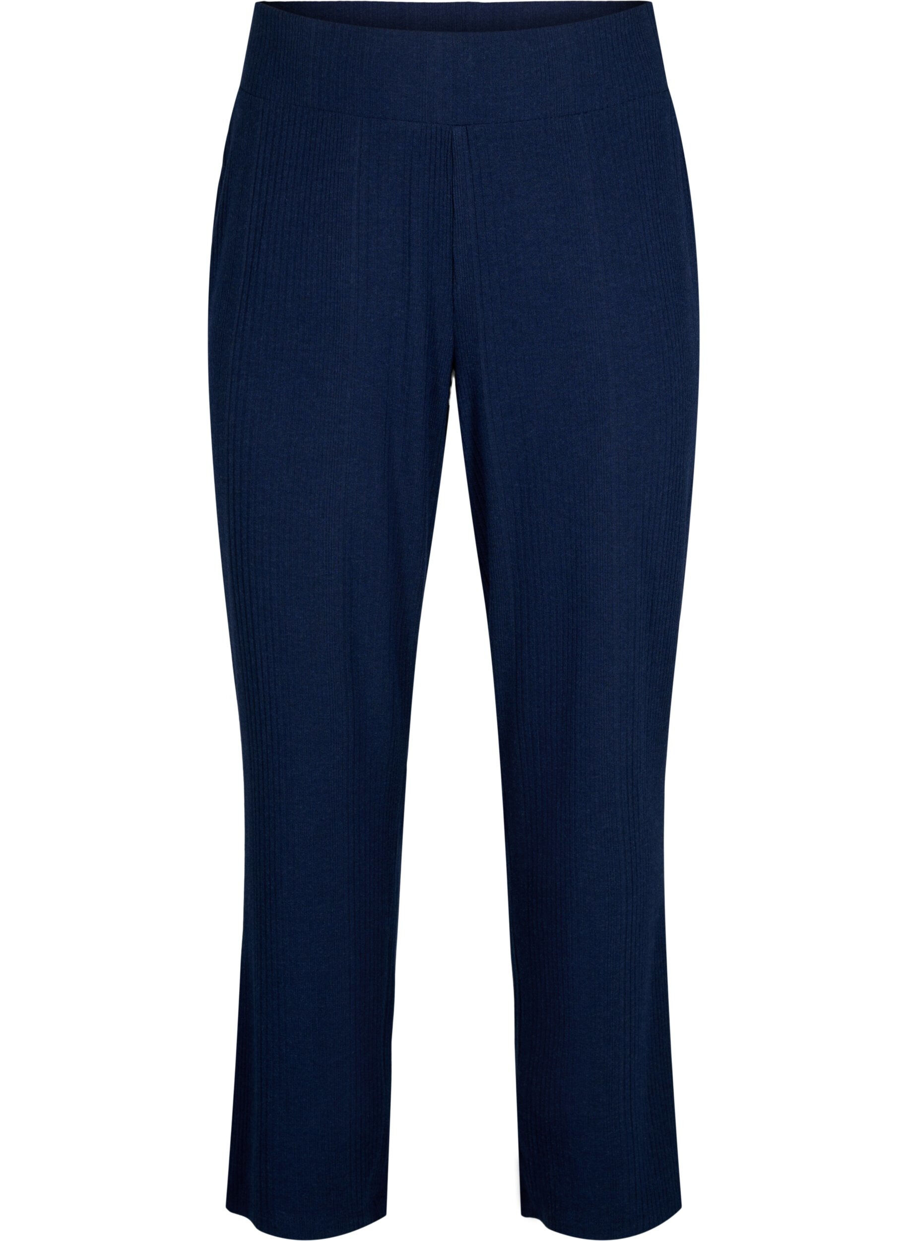 Zizzi Komfortable bukser med stribet tekstur, Night Sky Mel., Packshot image number 0