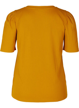 Rib t-shirt med korte pufærmer, Buckthorn Brown, Packshot image number 1