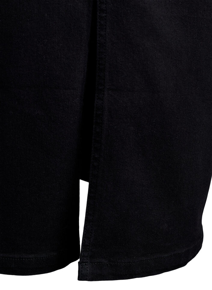 FLASH - Midilang denim nederdel med slids foran, Sort, Packshot image number 4