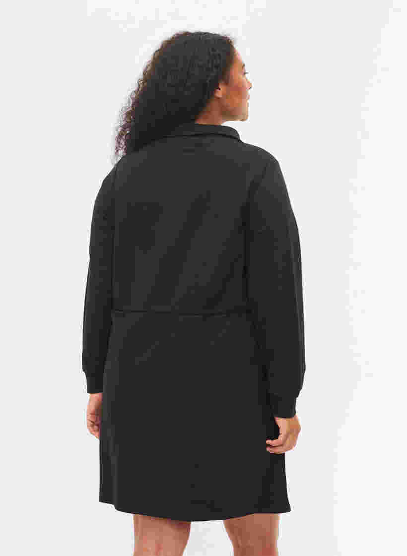 Sweatkjole med lynlås og snøre, Black, Model image number 1