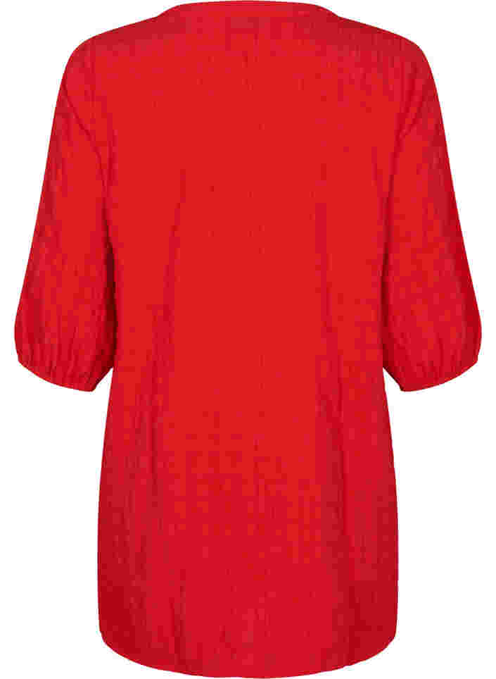 Struktureret tunika med 3/4 ærmer, Fiery Red, Packshot image number 1