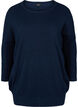 Strikbluse med rund halsudsk&aelig;ring, Navy Blazer, Packshot image number 0