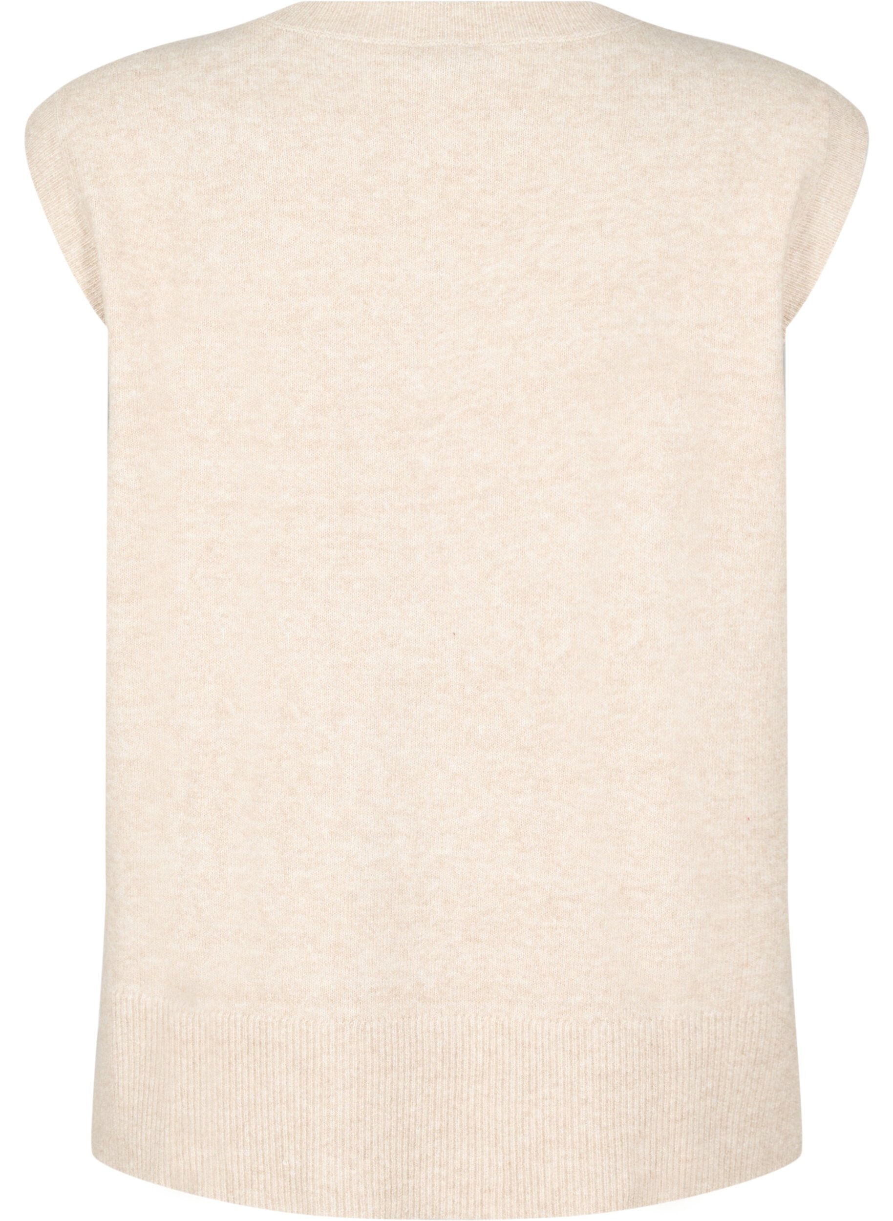 ZizziStrikvest med ribkanter, Beige, Packshot image number 1