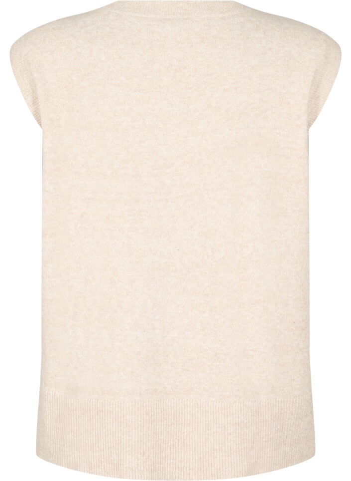 Strikvest med ribkanter, Beige, Packshot image number 1