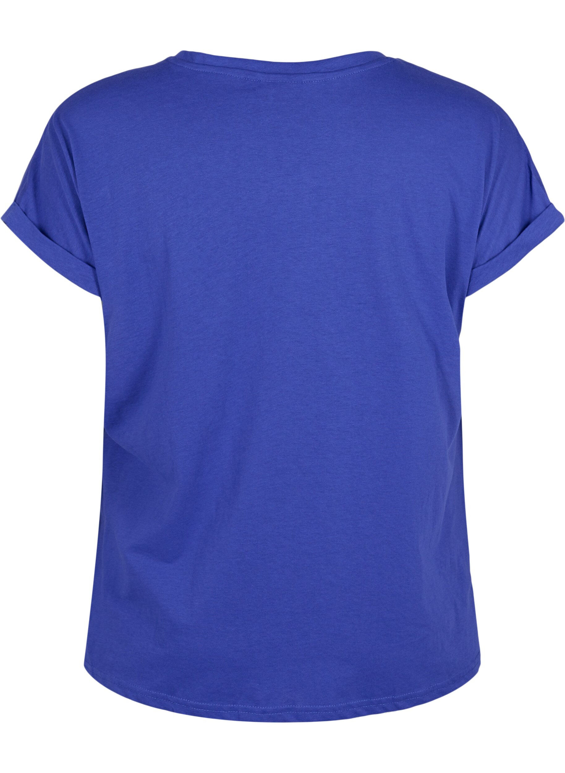ZizziKort&aelig;rmet t-shirt i bomuldsblanding, Bl&aring;, Packshot image number 1