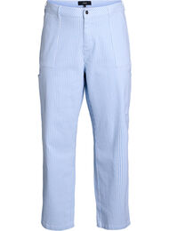 Stribede cargojeans med høj talje, Blå