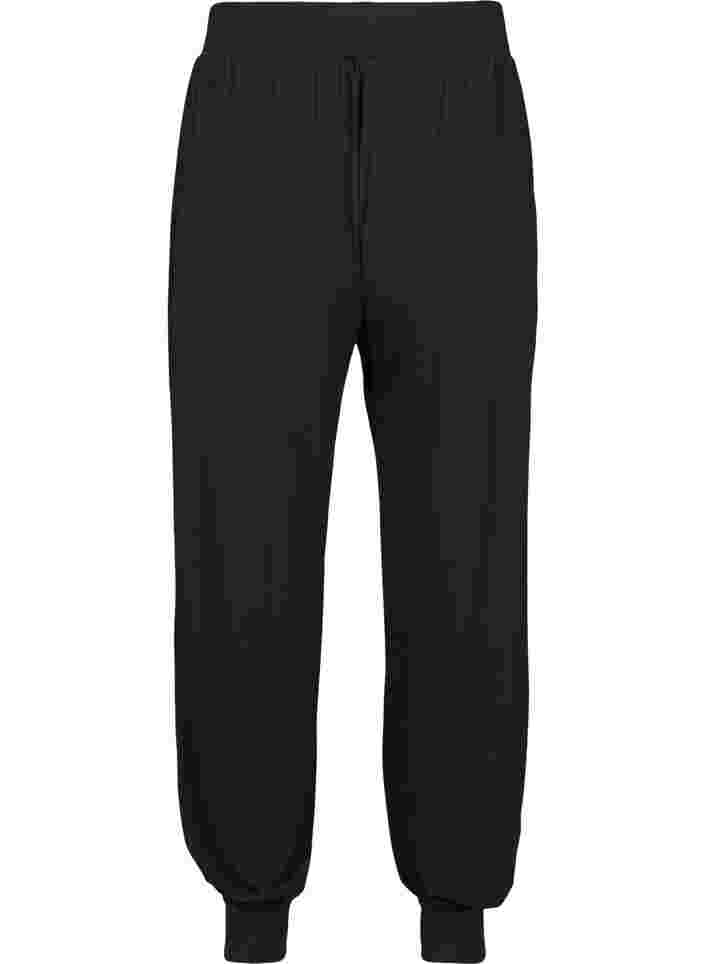 Løse trænings bukser i viskose, Black, Packshot image number 1