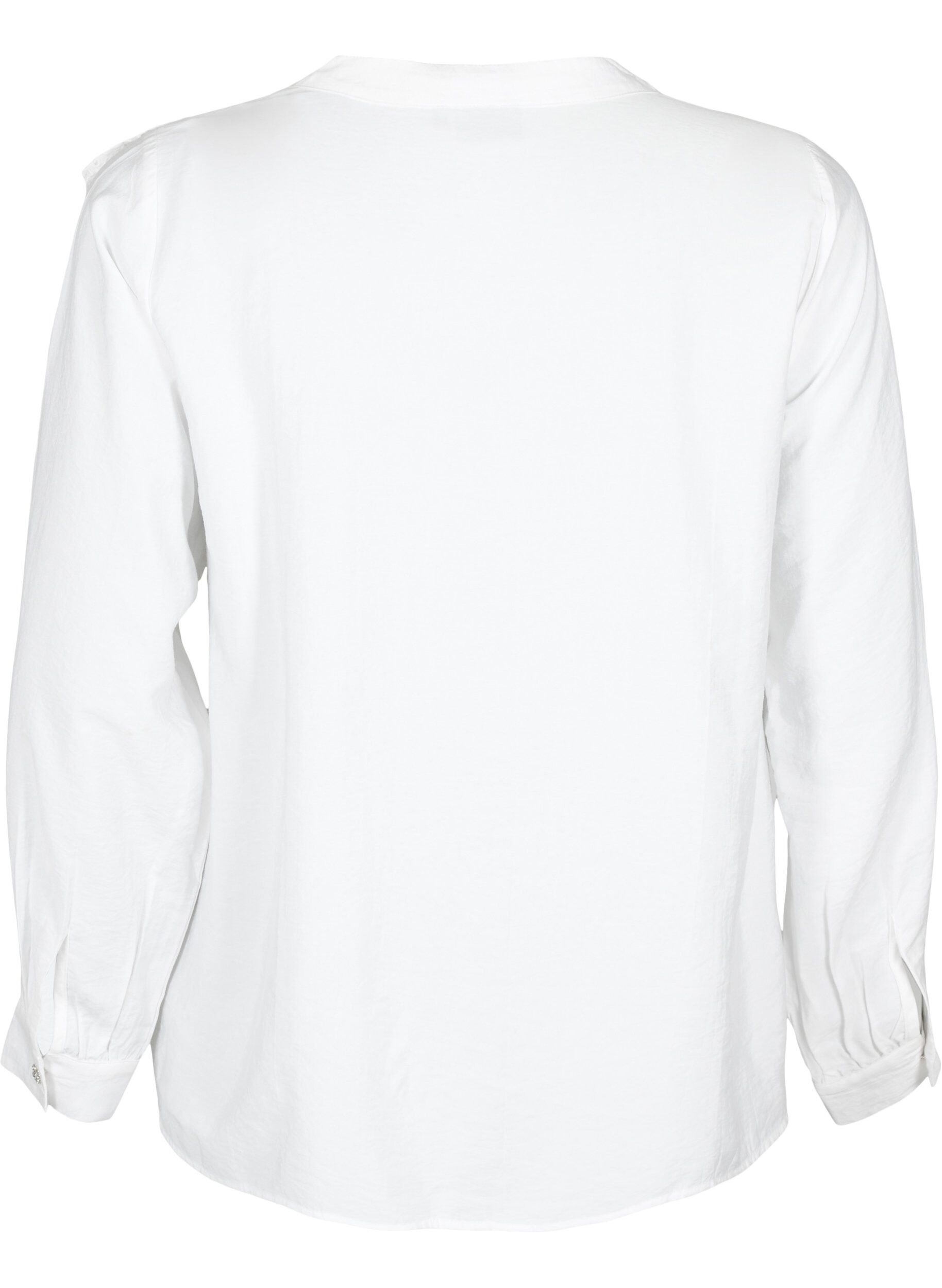 Zizzi Skjortebluse i viskose med fl&aelig;ser, Bright White, Packshot image number 1