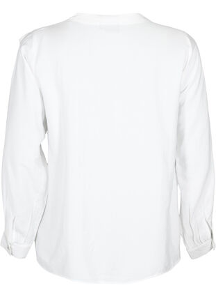 Skjortebluse i viskose med flæser, Bright White, Packshot image number 1