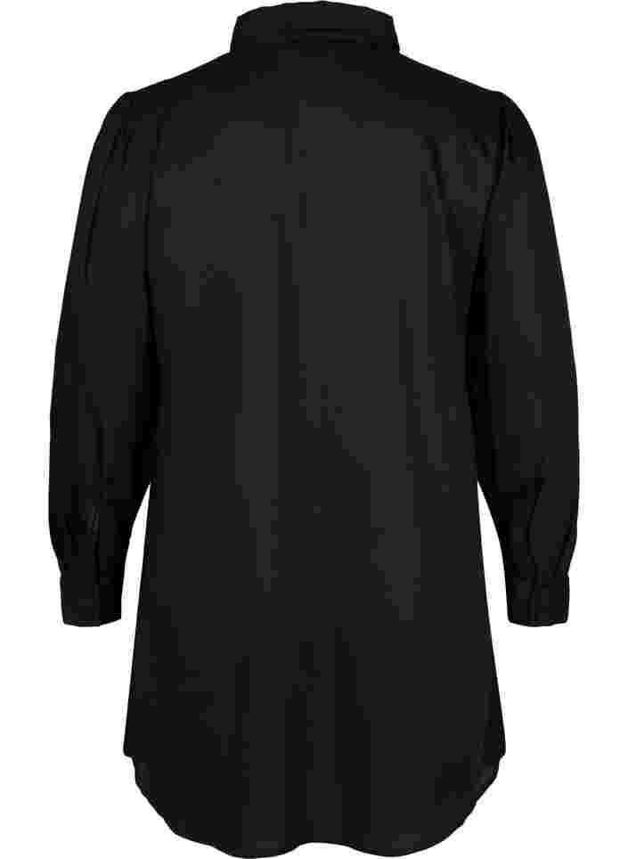 Lang skjorte med perledetaljer, Black, Packshot image number 1