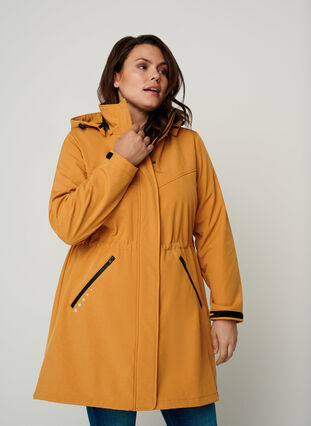 Lang softshell jakke med hætte, Spruce Yellow, Model image number 0